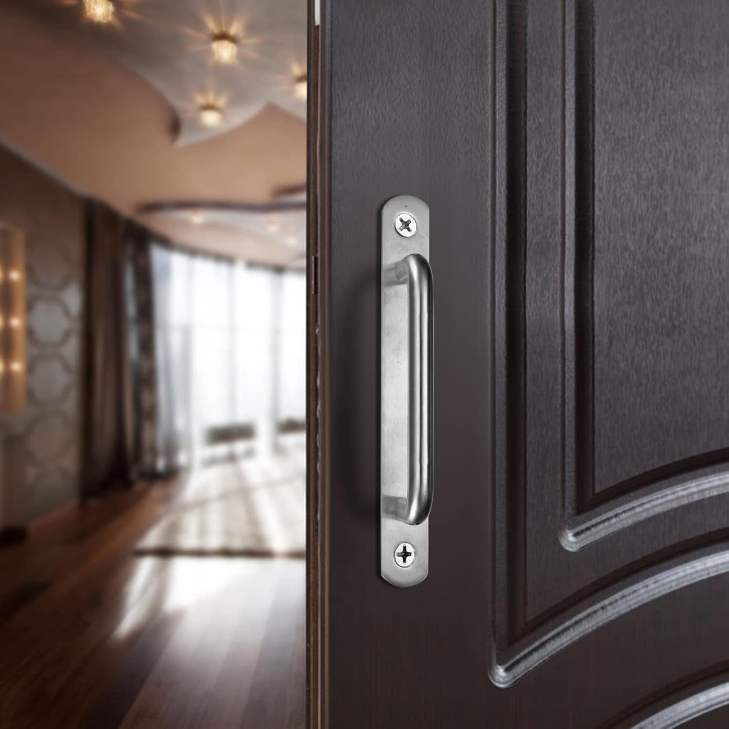 2 pieces sliding door handles, split door handles, sliding door handle with stainless steel plate, cabinet door handle, shed door handles, garden door handles 192 mm 192MM