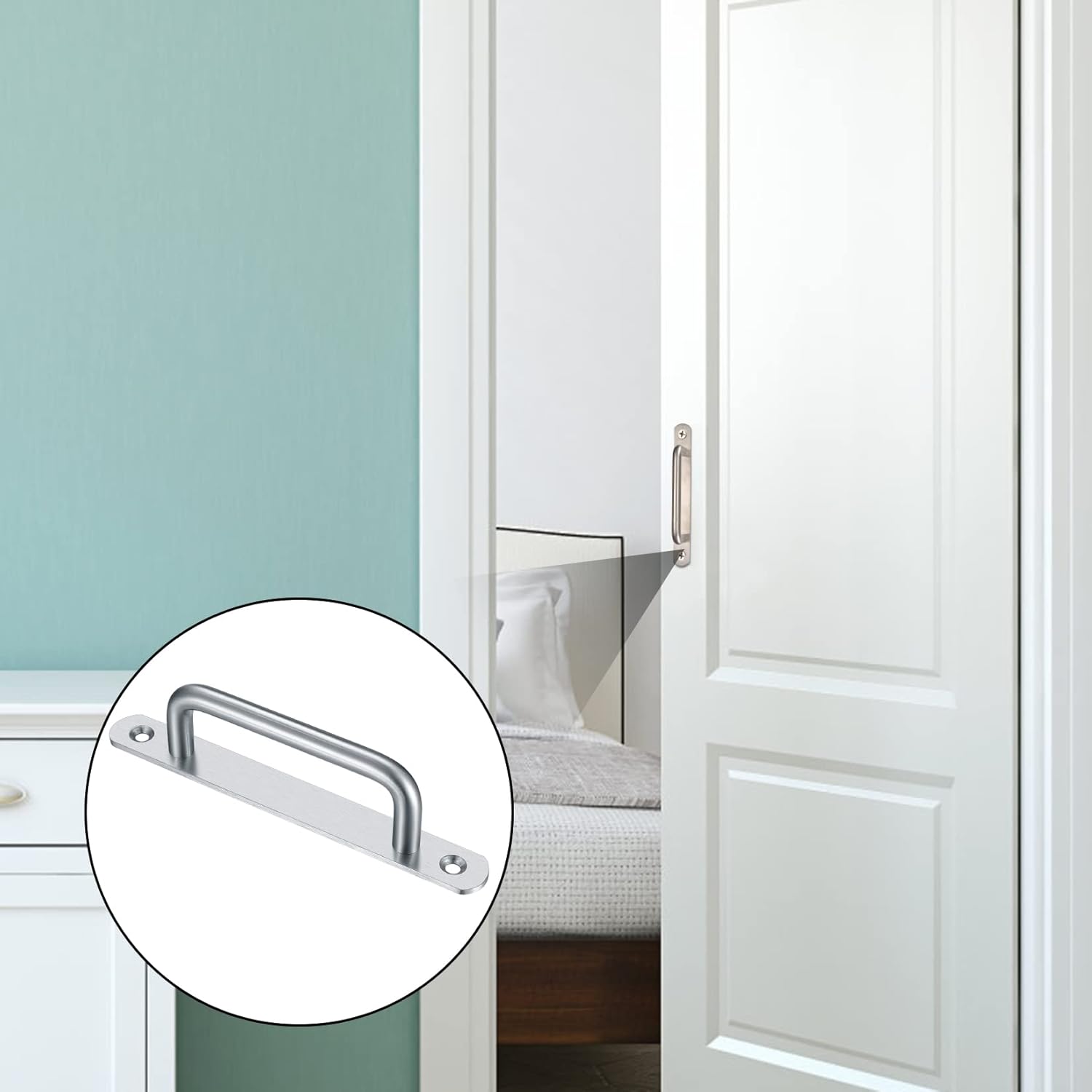 2 pieces sliding door handles, split door handles, sliding door handle with stainless steel plate, cabinet door handle, shed door handles, garden door handles 192 mm 192MM