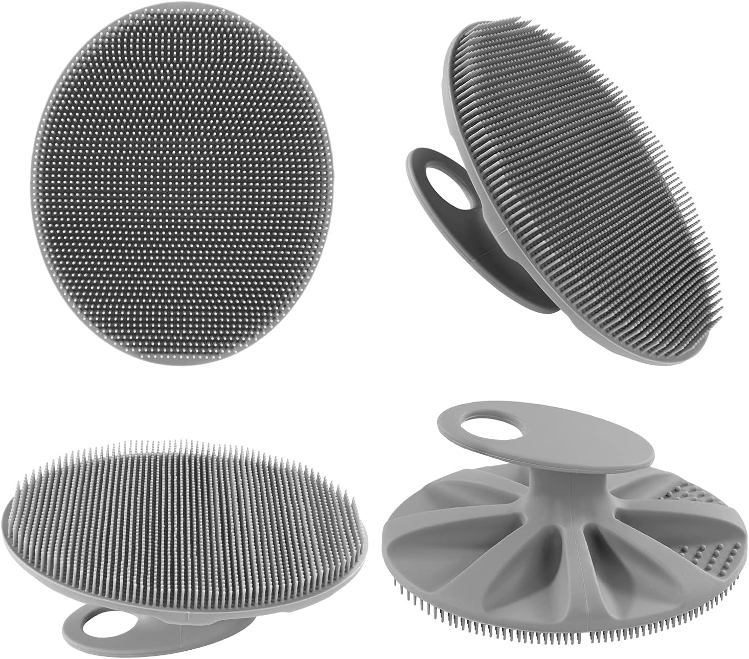 Soft Silicone Body Cleansing Brush Shower Scrubber, Gentle Exfoliating and Massage for All Kinds of Skin Gray+Black