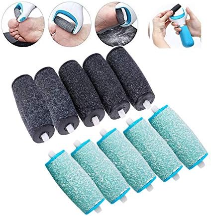 5 Extra Coarse & 5 Regular Coarse Refill Rollers, Professional Replacement Roller Heads Compatible With Amope Pedi Perfect Electronic Foot File