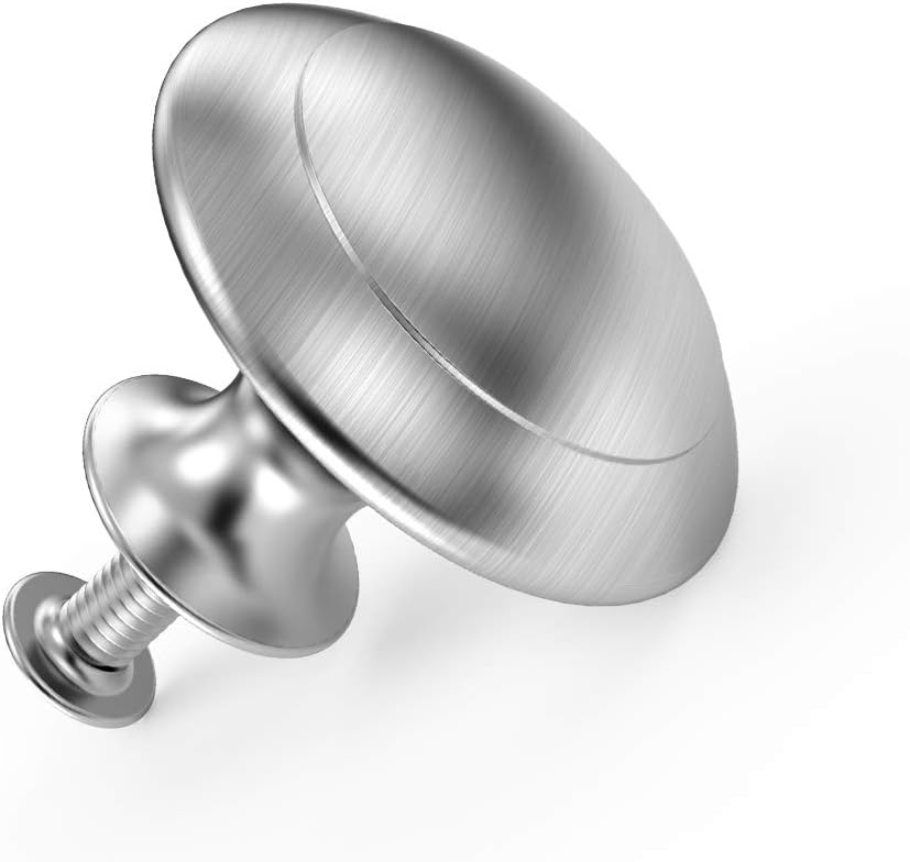 25 Pack Cabinet Hardware Round Knobs Silver Kitchen Mushroom Brushed Nickel Knobs, Cupboard Heavy Knobs, Door Handle Pull for Bathroom Drawer, 1-1/8 inch 29.5mm 25 Pack
