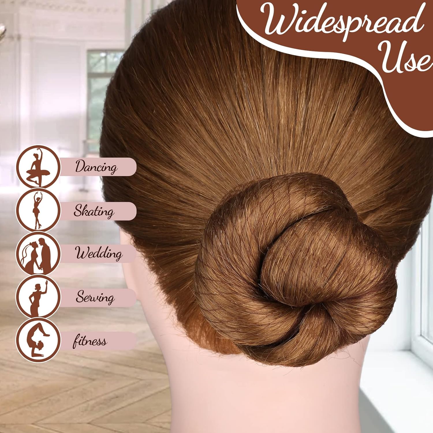 Hair Accessories Set: 20PCS Mesh Hair Nets Invisible and 40PCS U Shaped Hair Pins for Women, Girls, Ballet Bun Maker & Dance Hair Nets- 20 inch 50cm , Hair Pins- 2.4 inch 6cm , Brown
