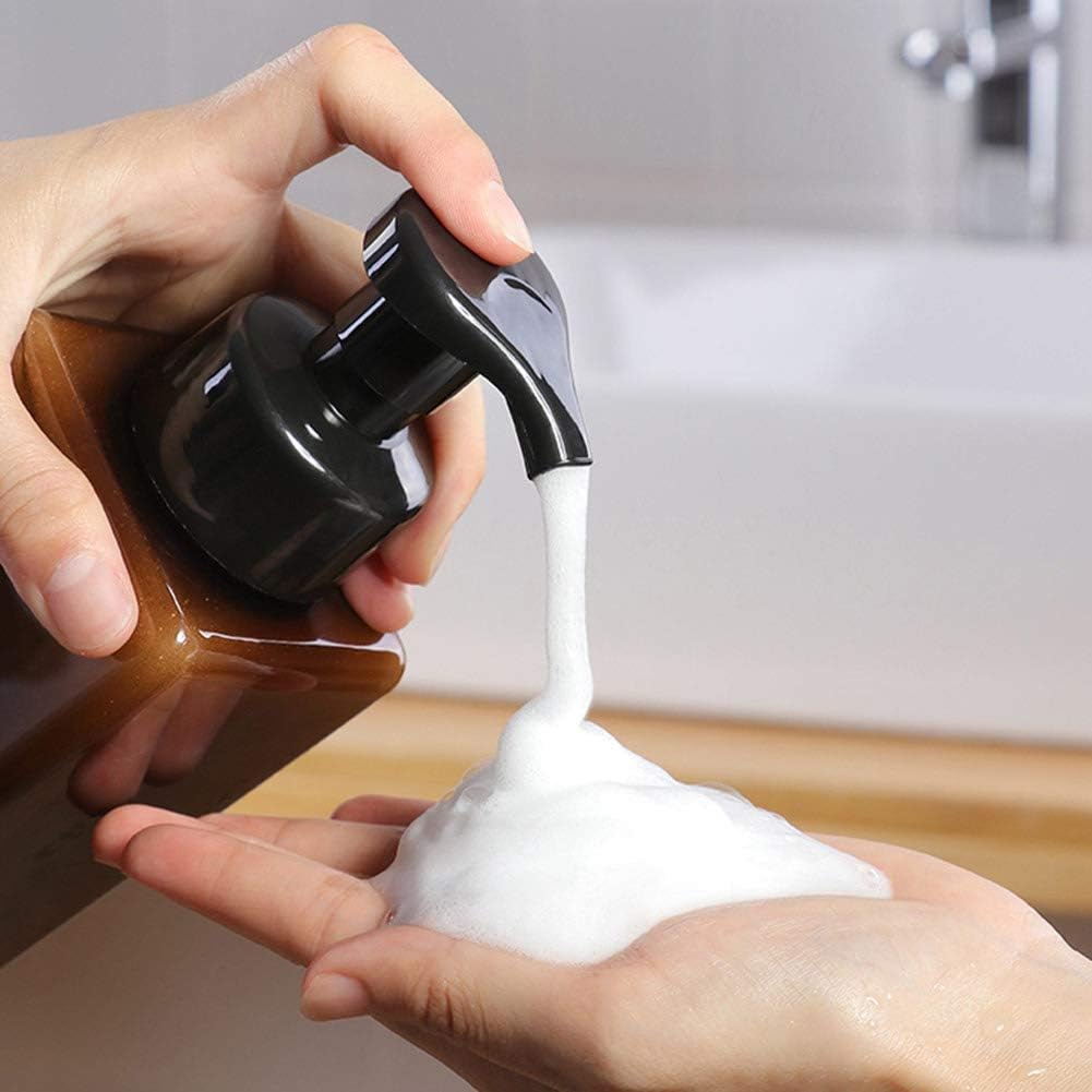 Foaming Soap Dispenser, 450ml 15oz Refillable Pump Bottle Plastic for Liquid Soap, Shampoo, Body Wash 2 Pcs Amber