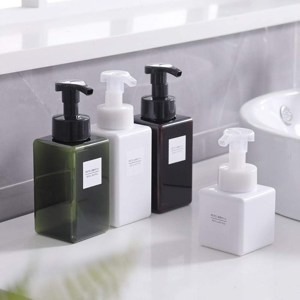 Foaming Soap Dispenser, 450ml 15oz Refillable Pump Bottle Plastic for Liquid Soap, Shampoo, Body Wash 2 Pcs Amber