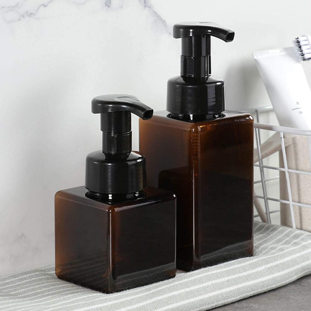 Foaming Soap Dispenser, 450ml 15oz Refillable Pump Bottle Plastic for Liquid Soap, Shampoo, Body Wash 2 Pcs Amber