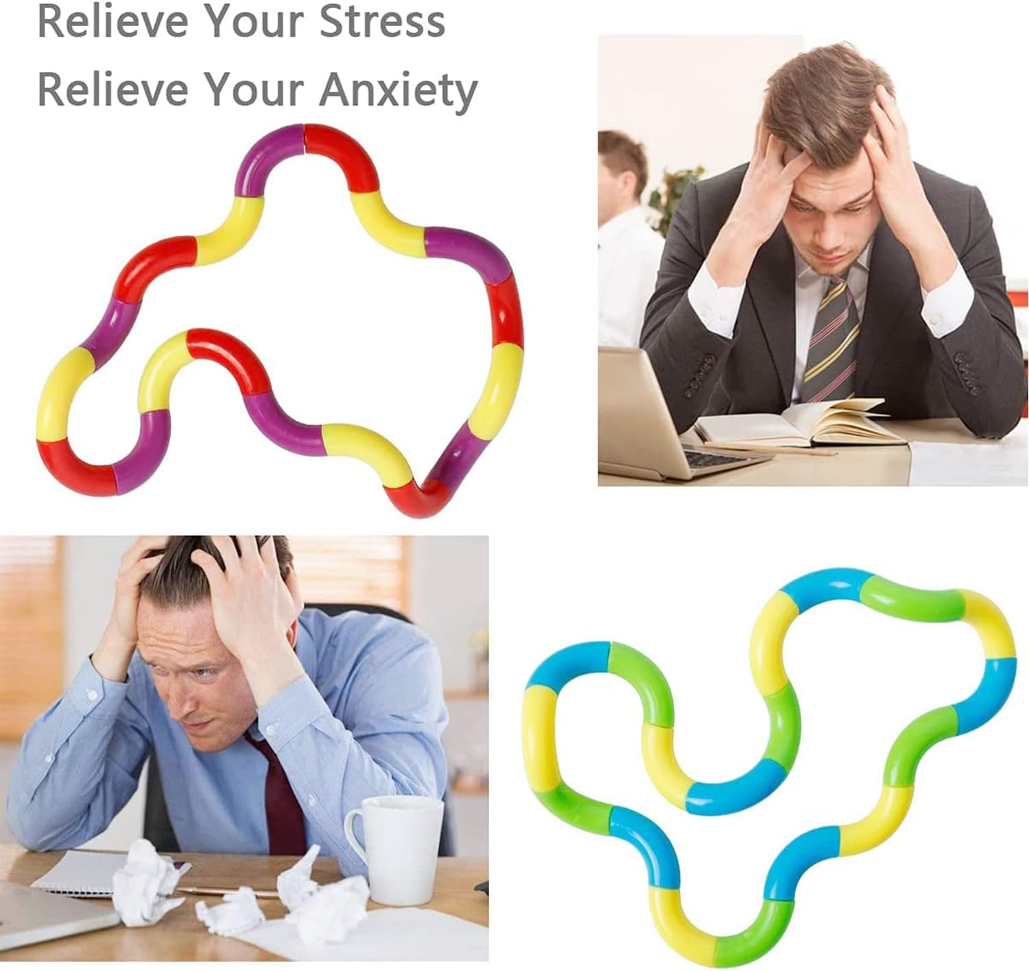 6 Pcs Tangles Fidget Toys Tangles Fidget Tangles Relax Therapy Stress Relief Feeling Winding Toy A
