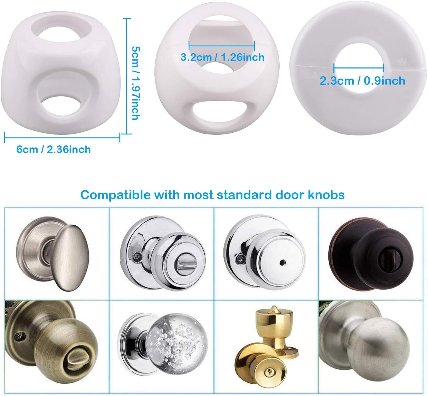 6 Pack Child Safety Door Knob Cover Baby Doorknob Handle Cover, Kids Proof Door Knob Covers Lockable Design for Home Bedroom Living Room Kangkangk
