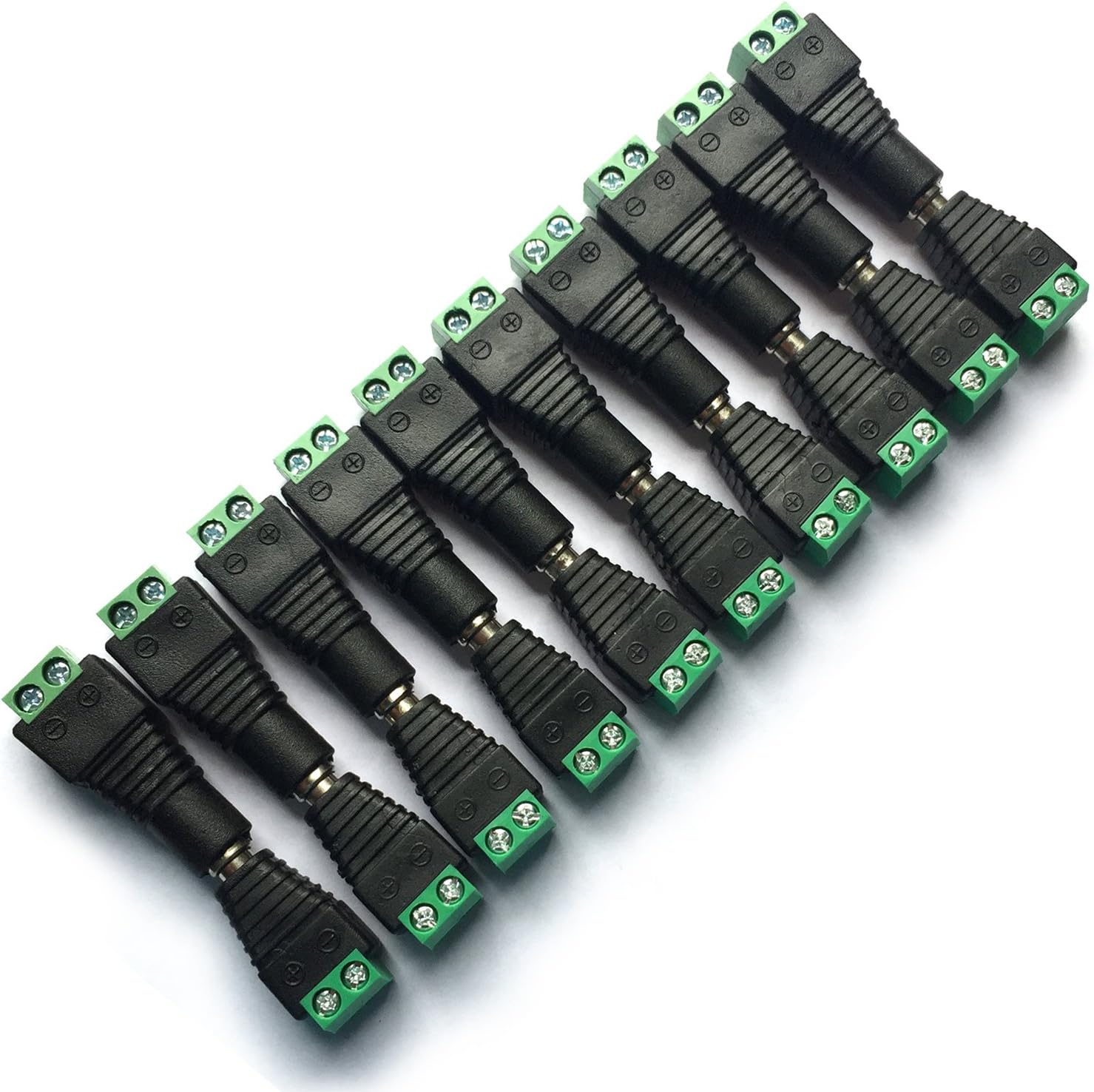 10 Pairs 12V Male+Female 2.1x5.5MM DC Power Jack Plug Adapter Barrel Connector for CCTV Security Camera Led Strip