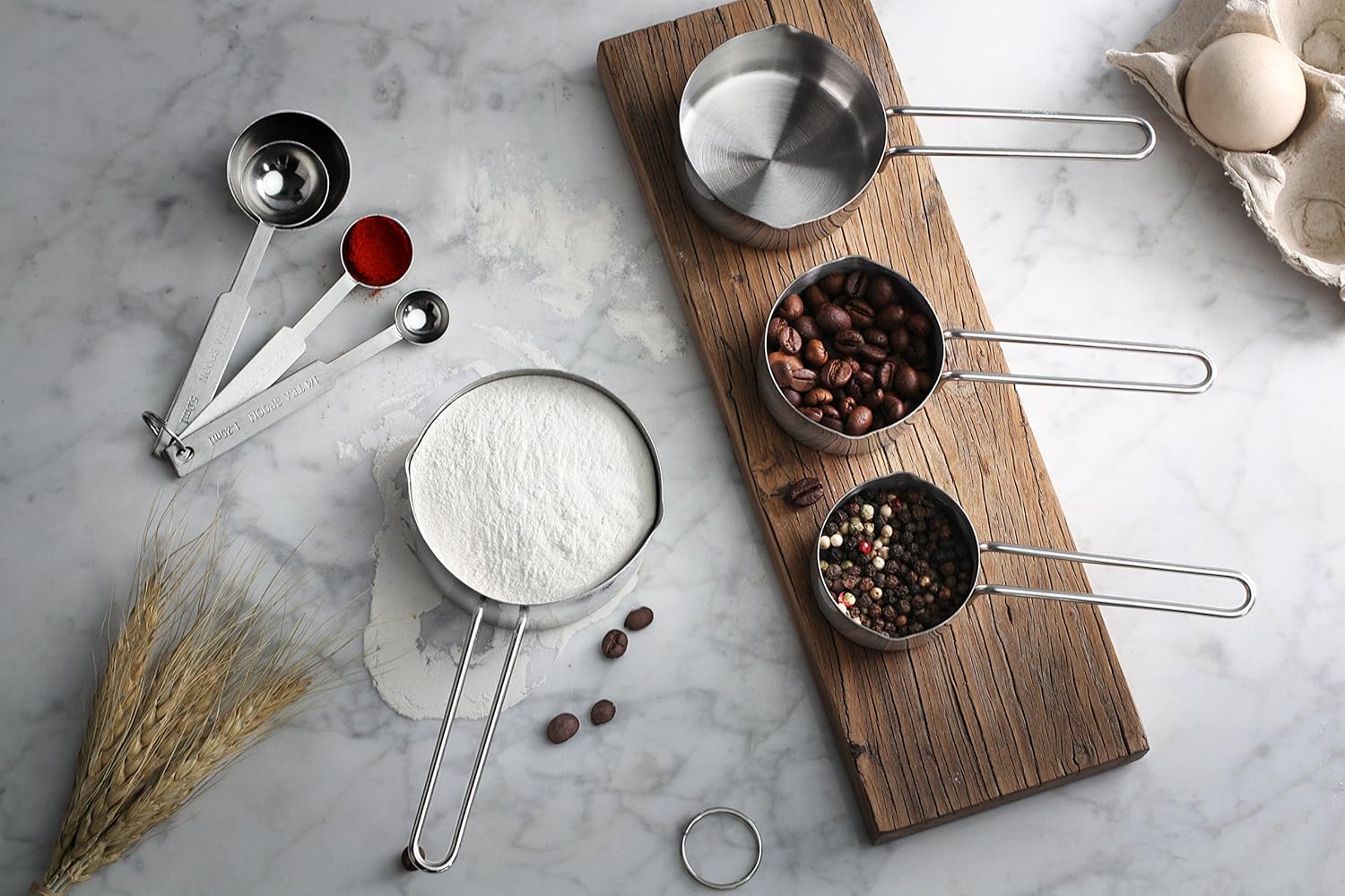 42917 Commercial Quality Stainless Steel Measuring Cups and Spoons Combo Set