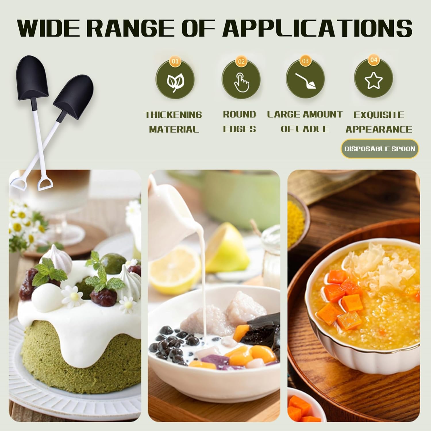 oxe Novelty Mini Shovel Shape Spoons Cute Disposable Plastic Dessert Spoons,Set of 50 model 2