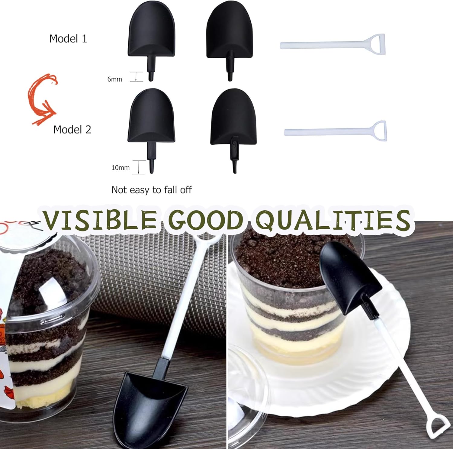 oxe Novelty Mini Shovel Shape Spoons Cute Disposable Plastic Dessert Spoons,Set of 50 model 2