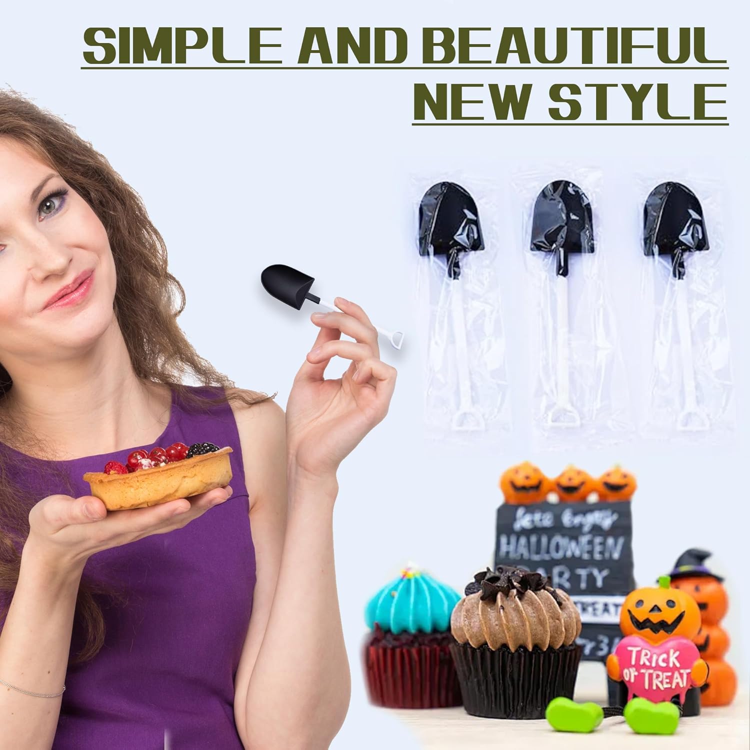 oxe Novelty Mini Shovel Shape Spoons Cute Disposable Plastic Dessert Spoons,Set of 50 model 2