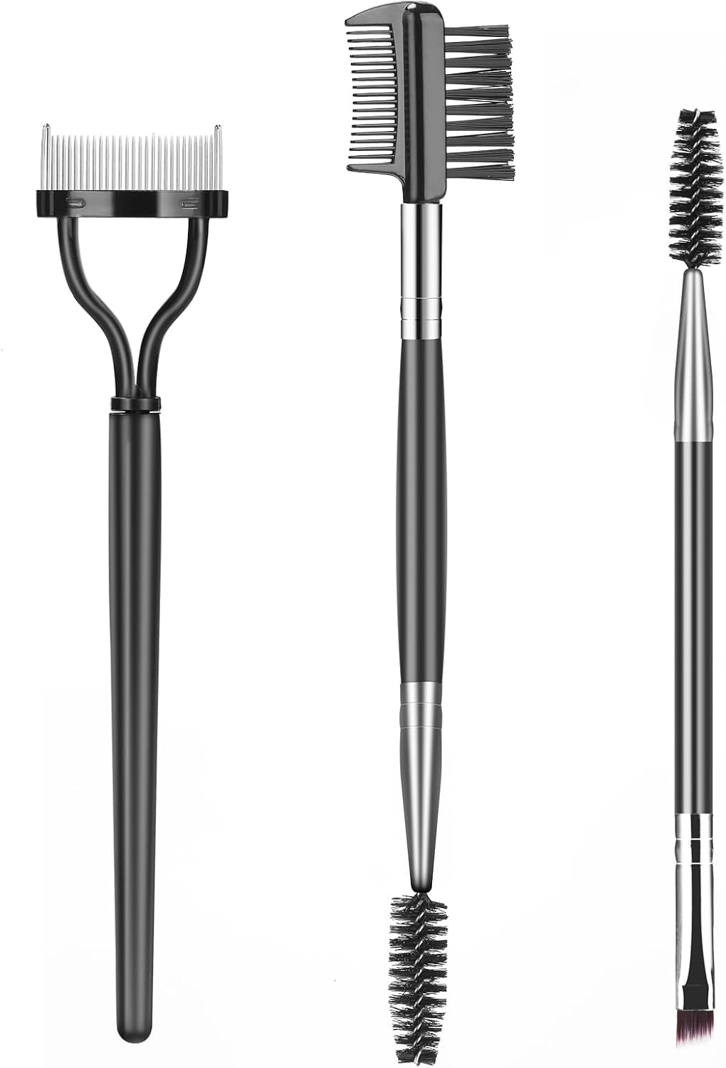 Eyebrow Brush Eyelash Separator Brow Comb & Lash Spoolie Professional Eye Makeup Tools 3 Pieces Set