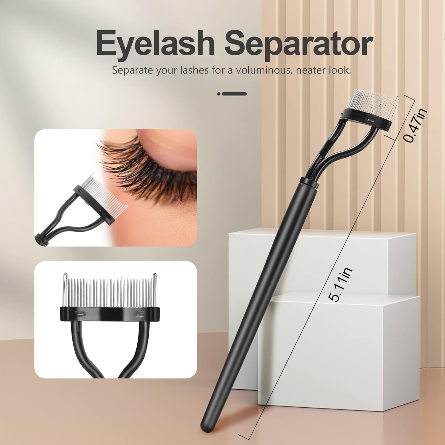 Eyebrow Brush Eyelash Separator Brow Comb & Lash Spoolie Professional Eye Makeup Tools 3 Pieces Set
