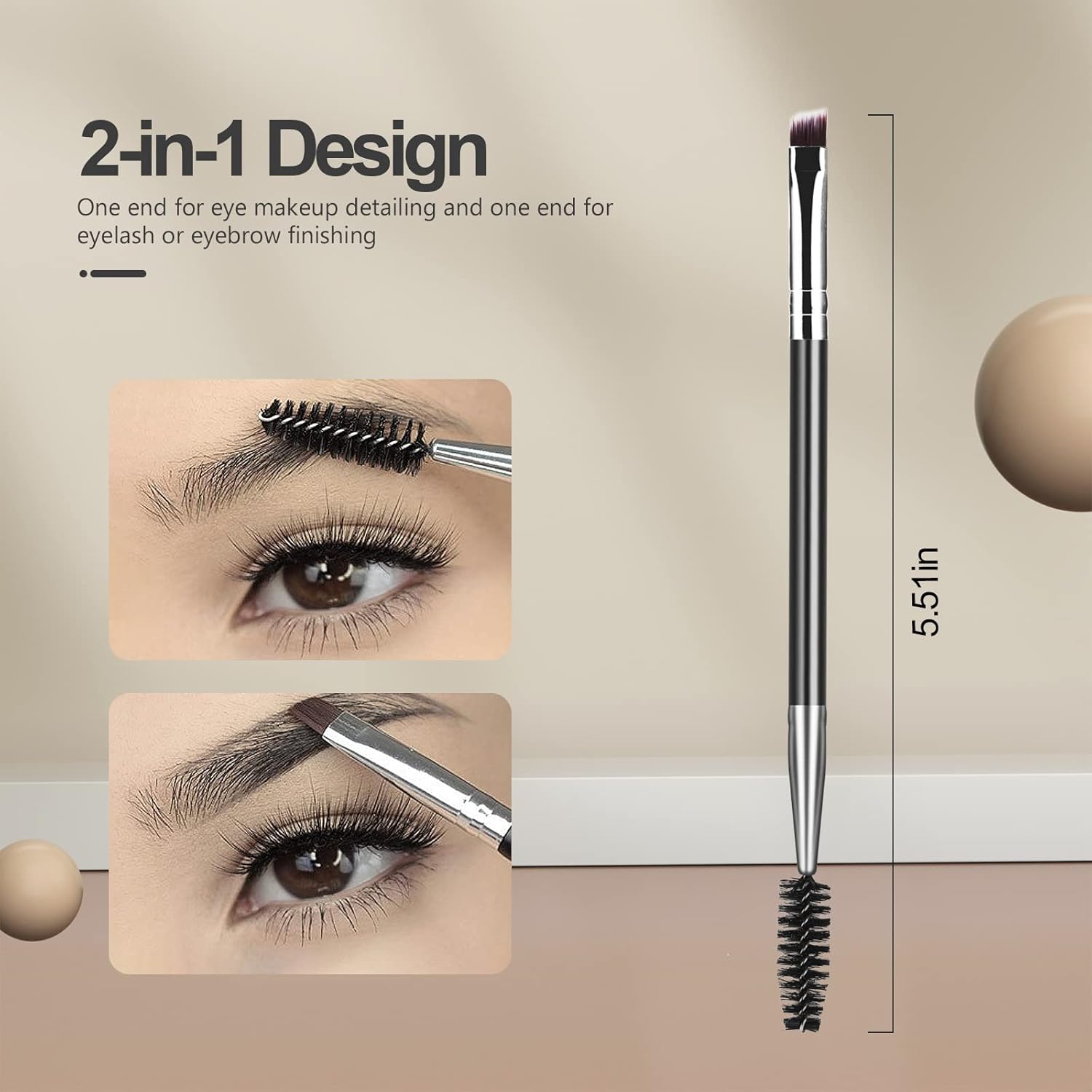 Eyebrow Brush Eyelash Separator Brow Comb & Lash Spoolie Professional Eye Makeup Tools 3 Pieces Set