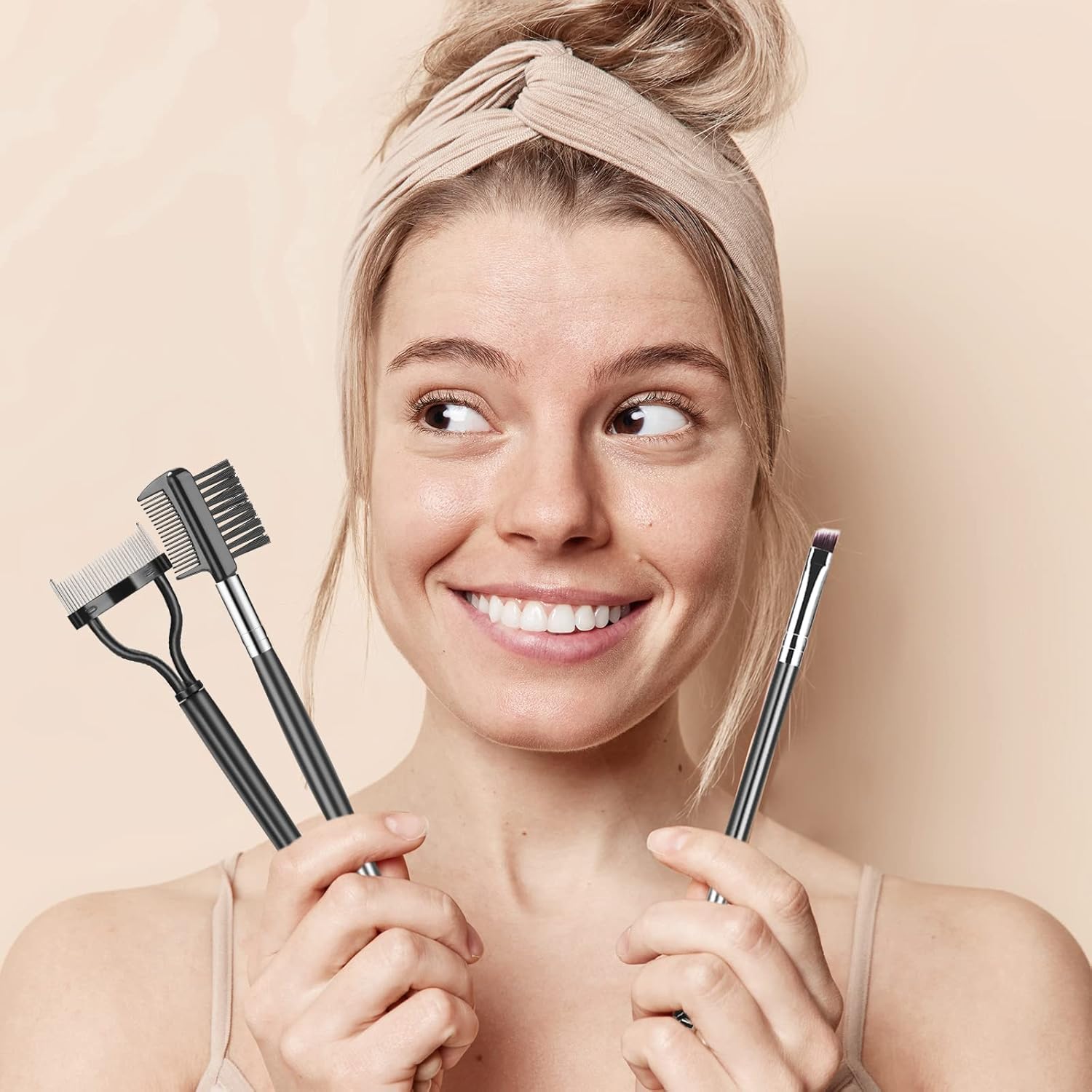 Eyebrow Brush Eyelash Separator Brow Comb & Lash Spoolie Professional Eye Makeup Tools 3 Pieces Set
