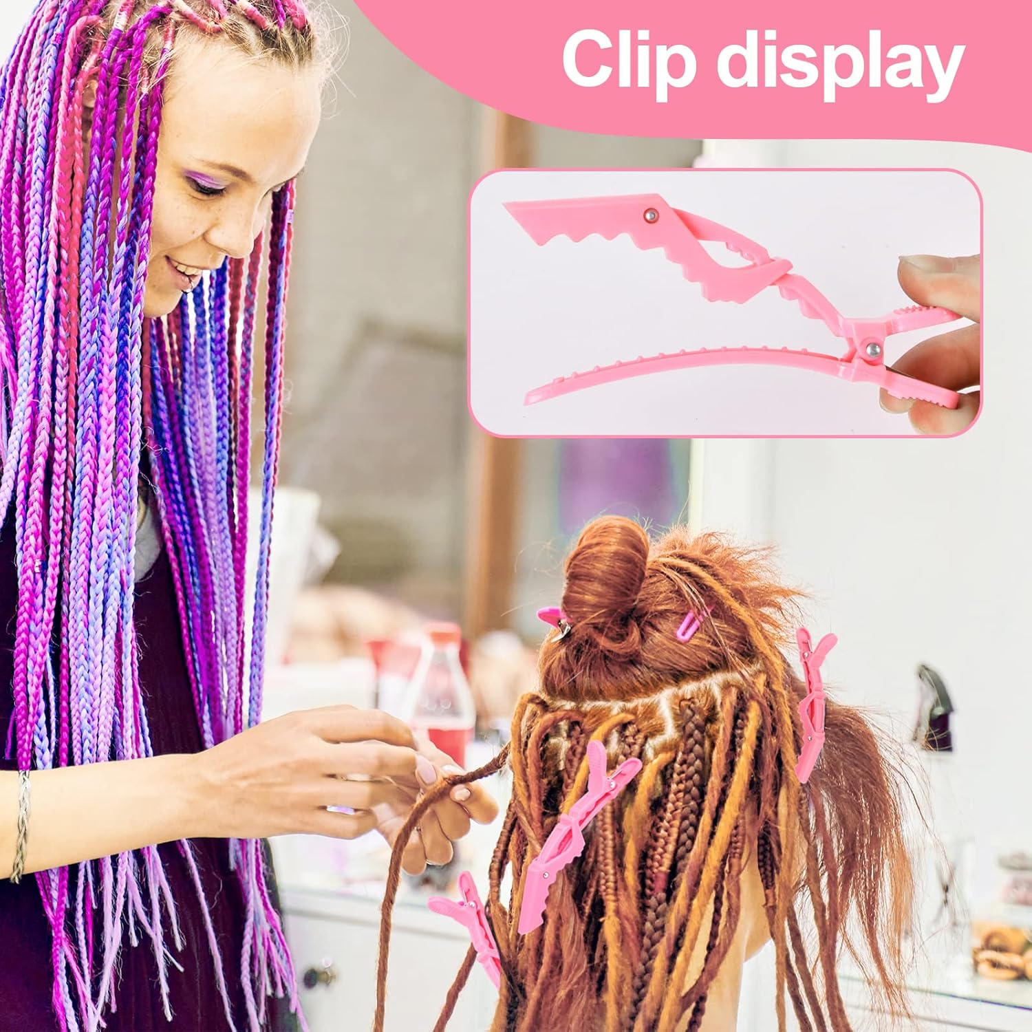 Crochet Hooks for Hair with 2pcs Crochet Needle, 1pcs Edge Brush, 1pcs Bristle Hair Brush, 1pcs Rat Tail Comb, 3pcs Gator Clips Crochet Needle for Passion Twist Crochet Hair Extensions