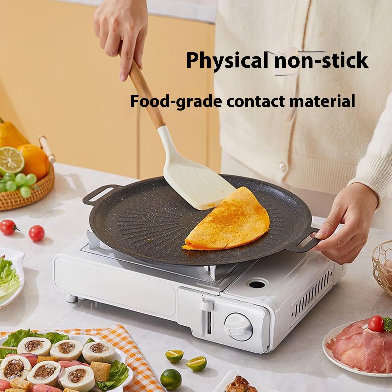 Grill Pan, 12.6" Maifan Non-Stick BBQ Indoor & Outdoor Grill Pan for Searing, Grilling, and Cooking Meats & Vegetables, Even Heating 12.6 Inch