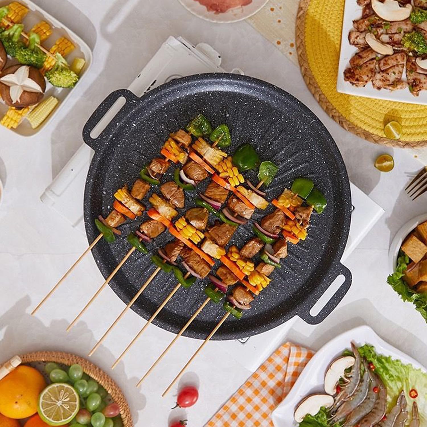 Grill Pan, 12.6" Maifan Non-Stick BBQ Indoor & Outdoor Grill Pan for Searing, Grilling, and Cooking Meats & Vegetables, Even Heating 12.6 Inch