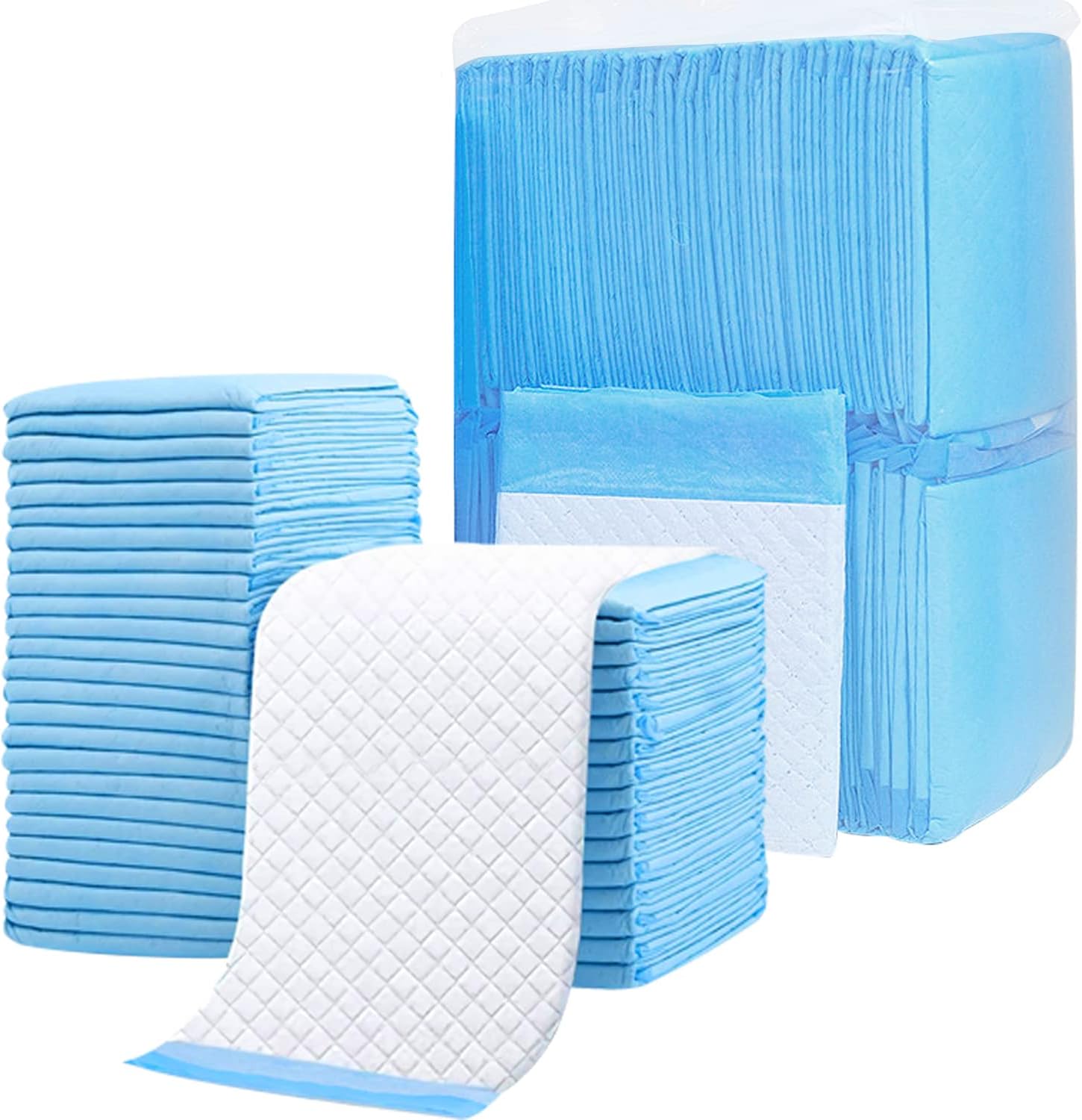 40 Pack Disposable Changing Pads, Portable Diaper Change Pad for Baby, Super Absorbent Leak-Proof Incontinence Bed Table Pee Mat for Travel and Home 40, Blue, L