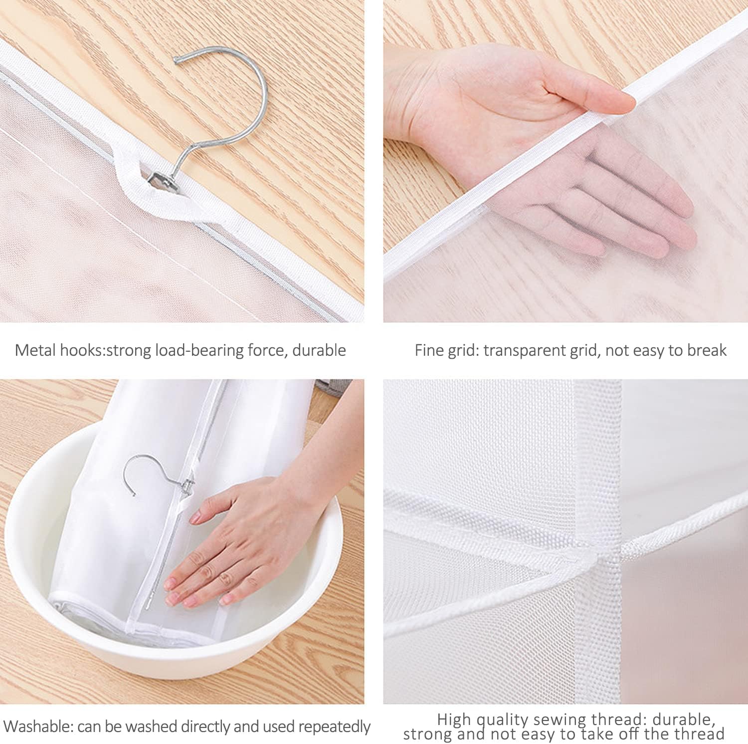 Hanging Handbag Purse Organizer, 2 Pack Transparent Hanging Closet Organizer with 8 Pockets, Washable Dust Proof Nylon Storage Bag for Closet and Wardrobe