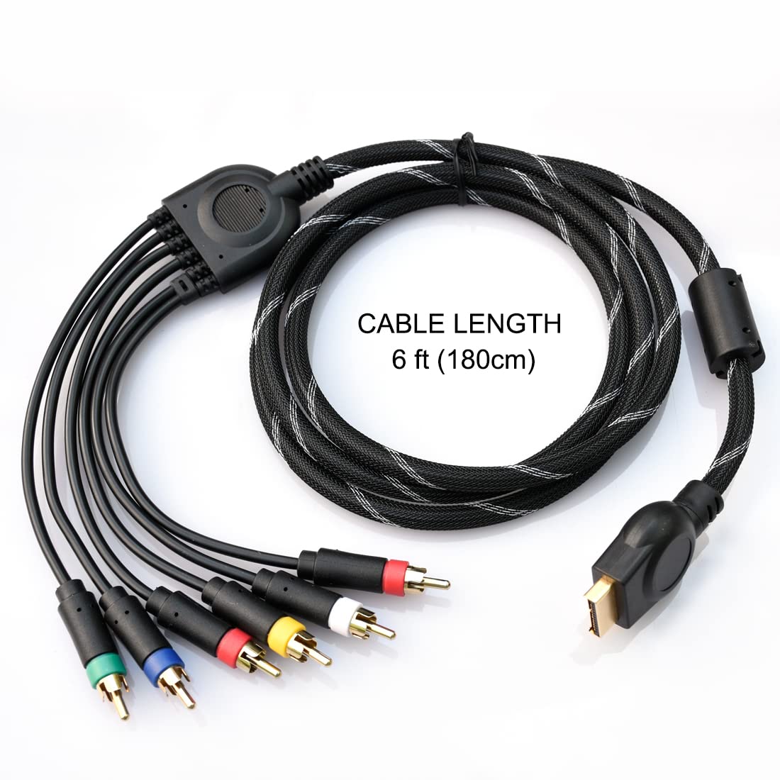 Component Audio Video Cable for PS2 / PS3 / PS3 Slim, HD Multi Out Composite RCA Audio Video Cable for PS3 6 Feet