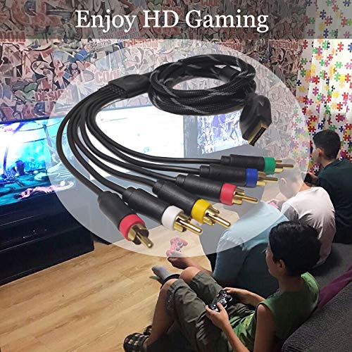 Component Audio Video Cable for PS2 / PS3 / PS3 Slim, HD Multi Out Composite RCA Audio Video Cable for PS3 6 Feet