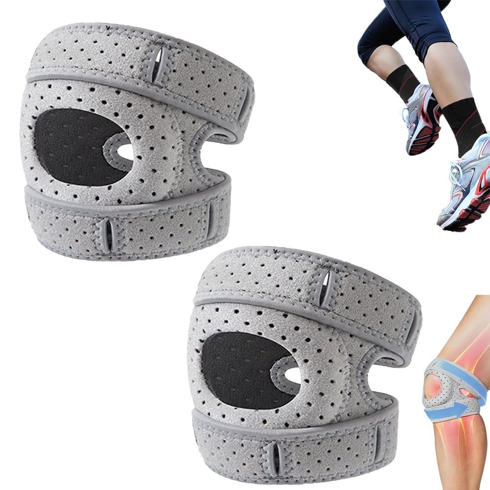 Wellnee Knee Brace,Knee Support for Athletes,Adjustable Tendon Support Sleeve Brace,Pain-Relief Knee Pads for Meniscus, Orthopedic 2pcs Gray,L Adult