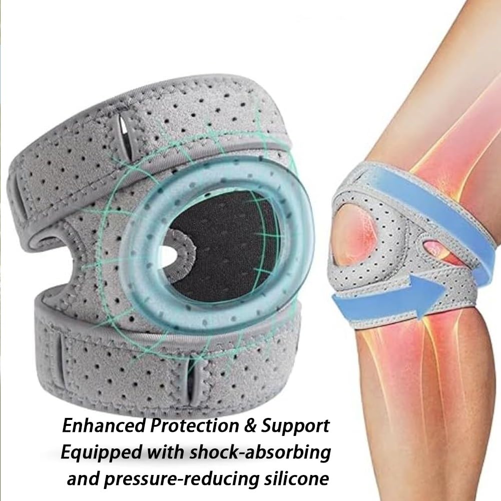 Wellnee Knee Brace,Knee Support for Athletes,Adjustable Tendon Support Sleeve Brace,Pain-Relief Knee Pads for Meniscus, Orthopedic 2pcs Gray,L Adult