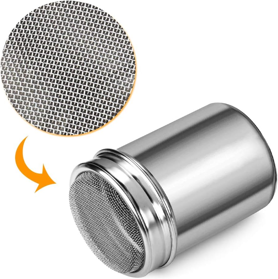 2 Pack Powdered Sugar Shaker Duster, Cinnamon Shaker Flour Sifter, Fine Mesh Stainless Steel Dredge for Baking Soda Flour Cinnamon Cocoa