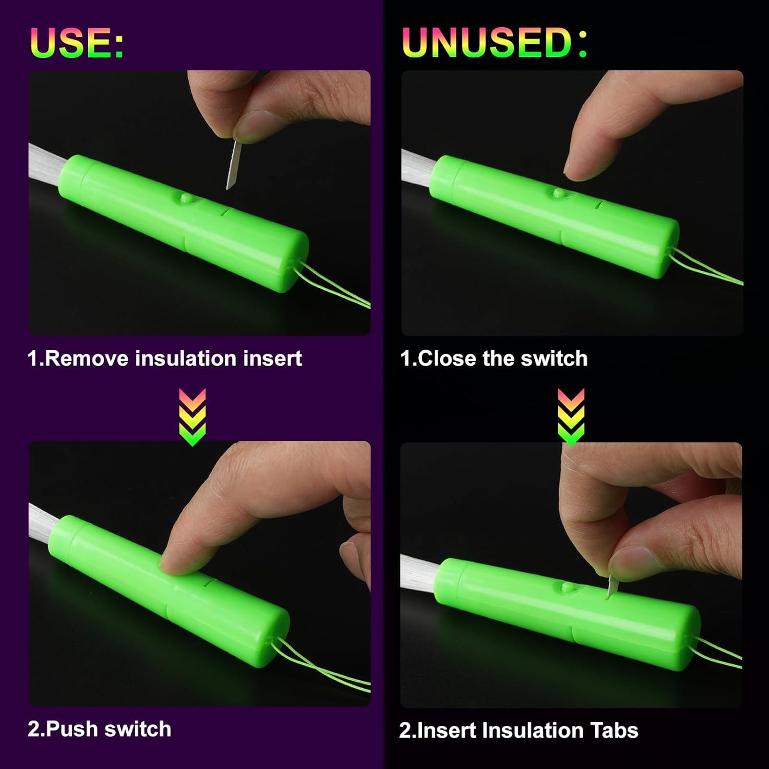 10 Led Fibre Glow Sticks Multi-Coloured Flashing Glow Sticks with 3 Light Modes For Night Parties, Birthday Parties, Easter, Discos, Concerts, Christmas, Carnivals, Weddings Random Colour