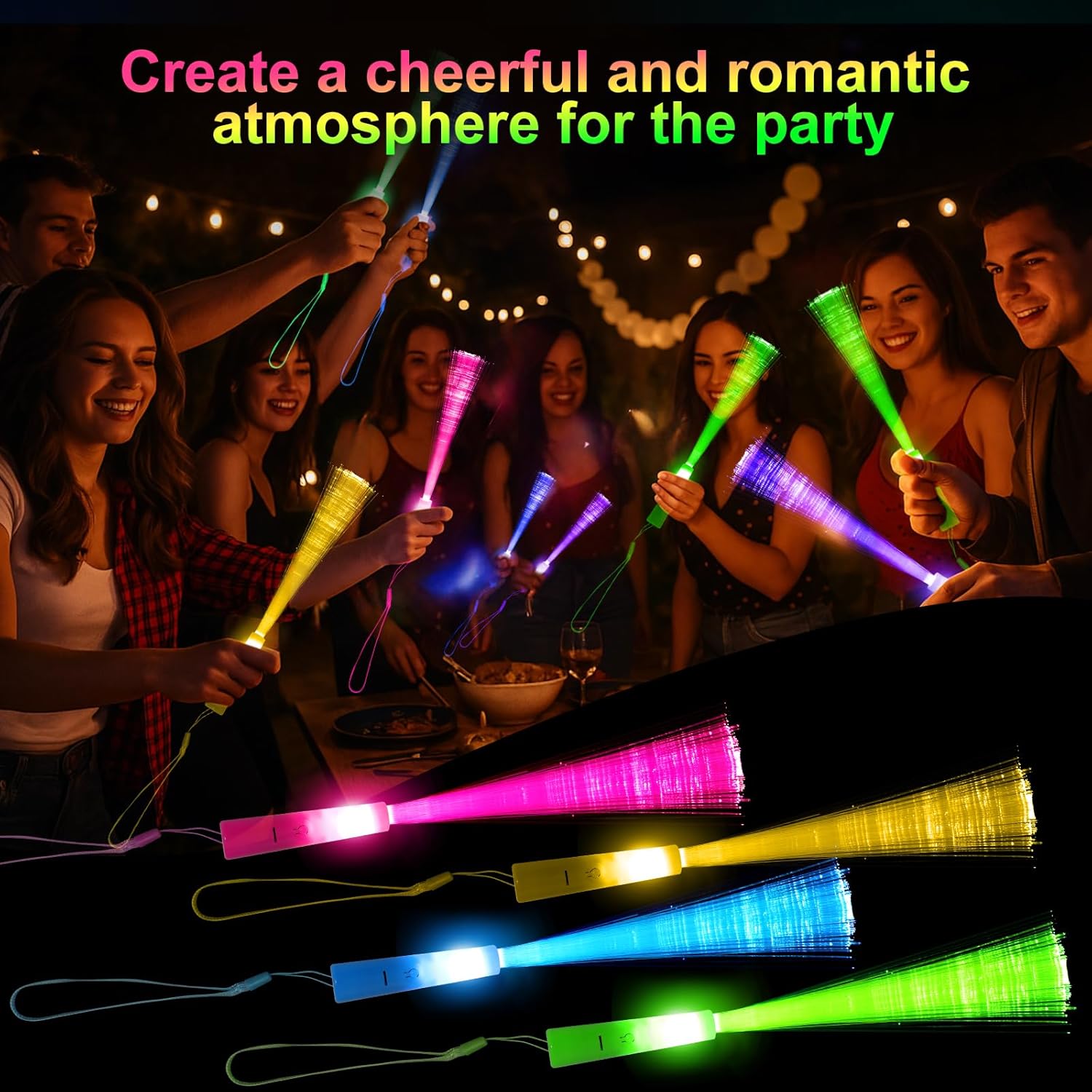 10 Led Fibre Glow Sticks Multi-Coloured Flashing Glow Sticks with 3 Light Modes For Night Parties, Birthday Parties, Easter, Discos, Concerts, Christmas, Carnivals, Weddings Random Colour