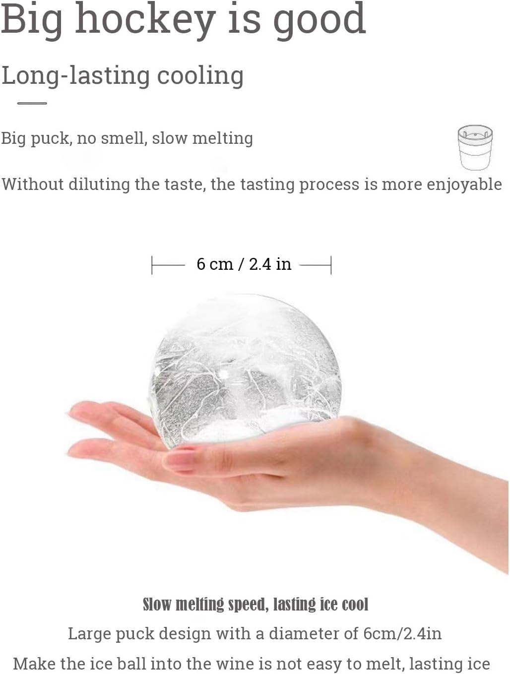 Large Ice Ball Molds 6 PCS - Silicone Spherical Ice Cube Trays for Whiskey, Cocktails, Cold Drinks - Freezer Safe Ice Maker for Refrigerator & Baby Food Storage