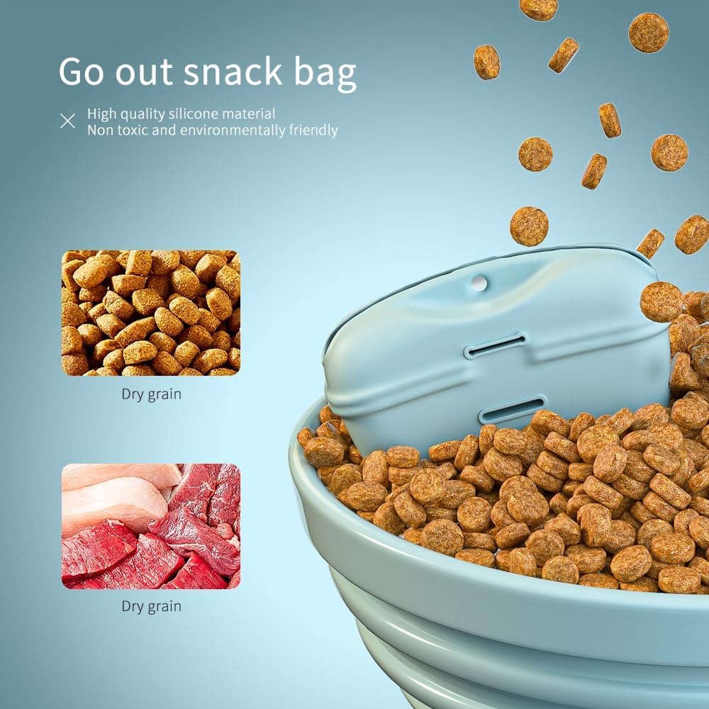 2 Pcs Silicone Dog Treat Pouch,Portable Dog Training Pouch for Treats with Magnetic Closure and Clip,Snacks and Treats to Take Along With Your Dog When Walking Sky Blue + Light Green