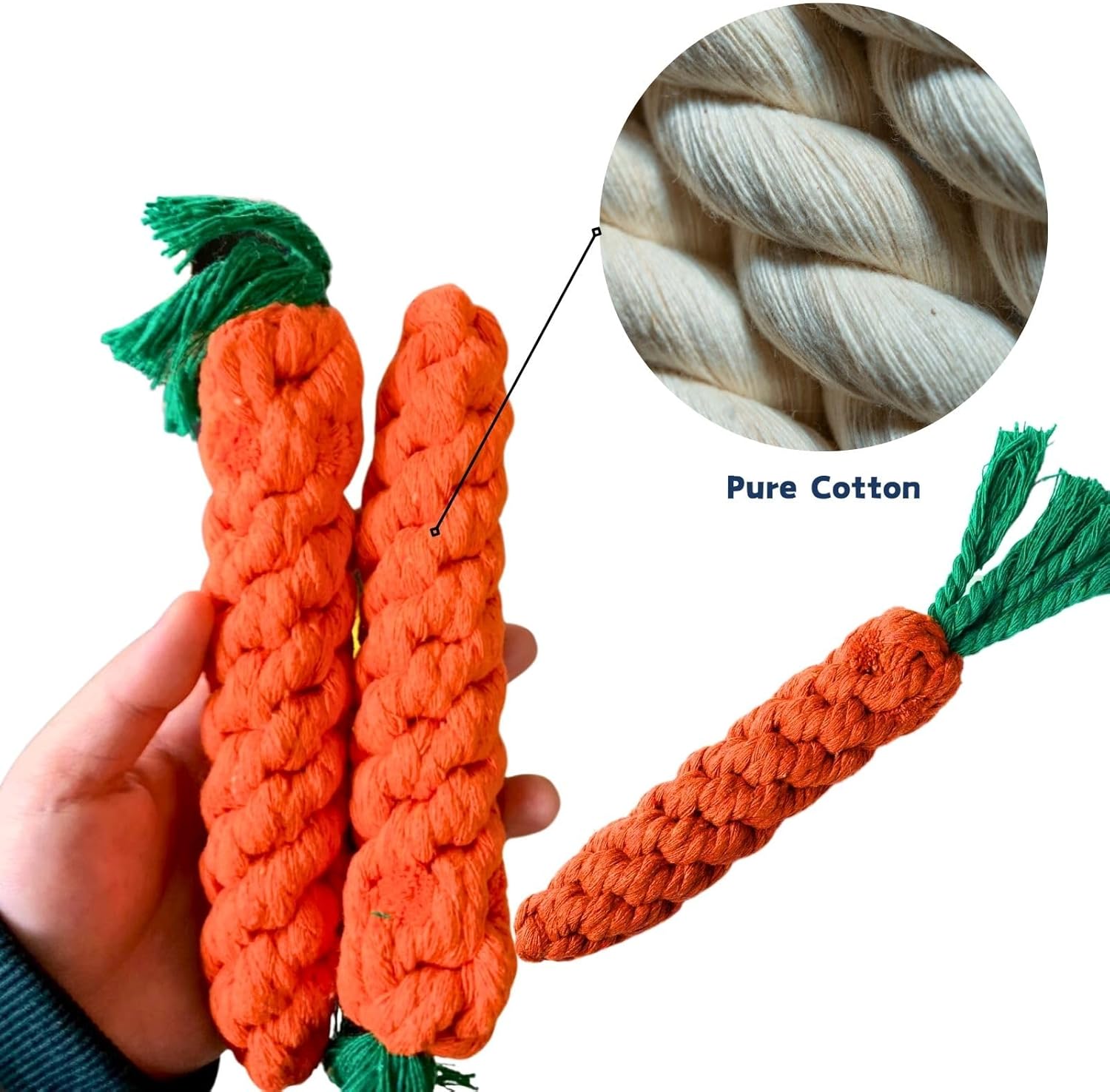 12 PCS Carrot Dog Rope Toys for Dogs, Durable Chew Toys for Aggressive Chewers, Entertainment & Interaction, Teeth Cleaning and Chewing, All-Cotton