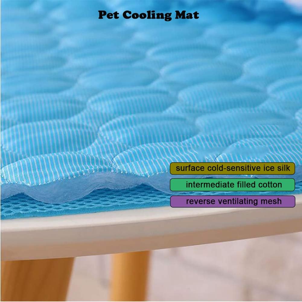 Pet Cooling Mat for Dogs, Pet Dog Self Cooling Pad, Ice Silk Self Cooling Mat Sleep Pad Foldable and Washable Summer Cool Mat Blanket for Cats, Kennels, Crates and Beds Medium 23.6"*19.7"