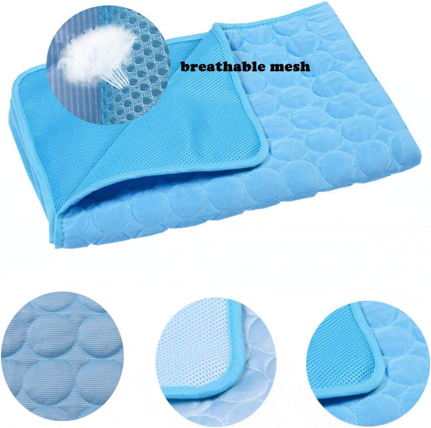 Pet Cooling Mat for Dogs, Pet Dog Self Cooling Pad, Ice Silk Self Cooling Mat Sleep Pad Foldable and Washable Summer Cool Mat Blanket for Cats, Kennels, Crates and Beds Medium 23.6"*19.7"