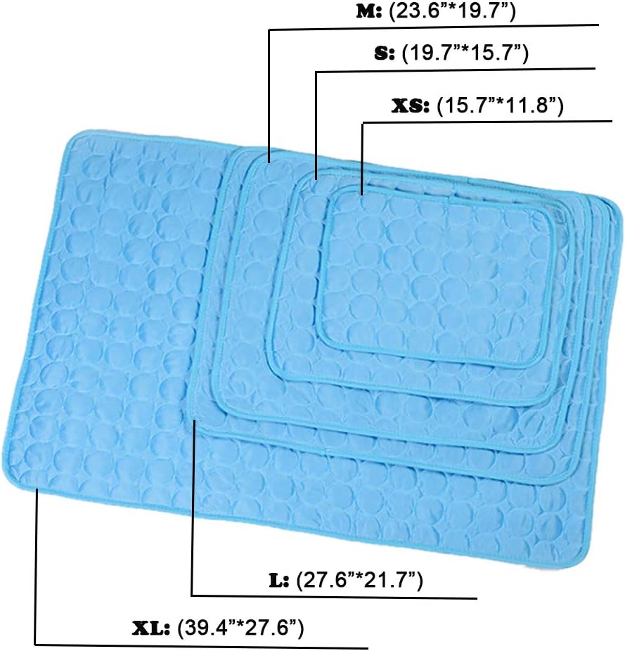 Pet Cooling Mat for Dogs, Pet Dog Self Cooling Pad, Ice Silk Self Cooling Mat Sleep Pad Foldable and Washable Summer Cool Mat Blanket for Cats, Kennels, Crates and Beds Medium 23.6"*19.7"