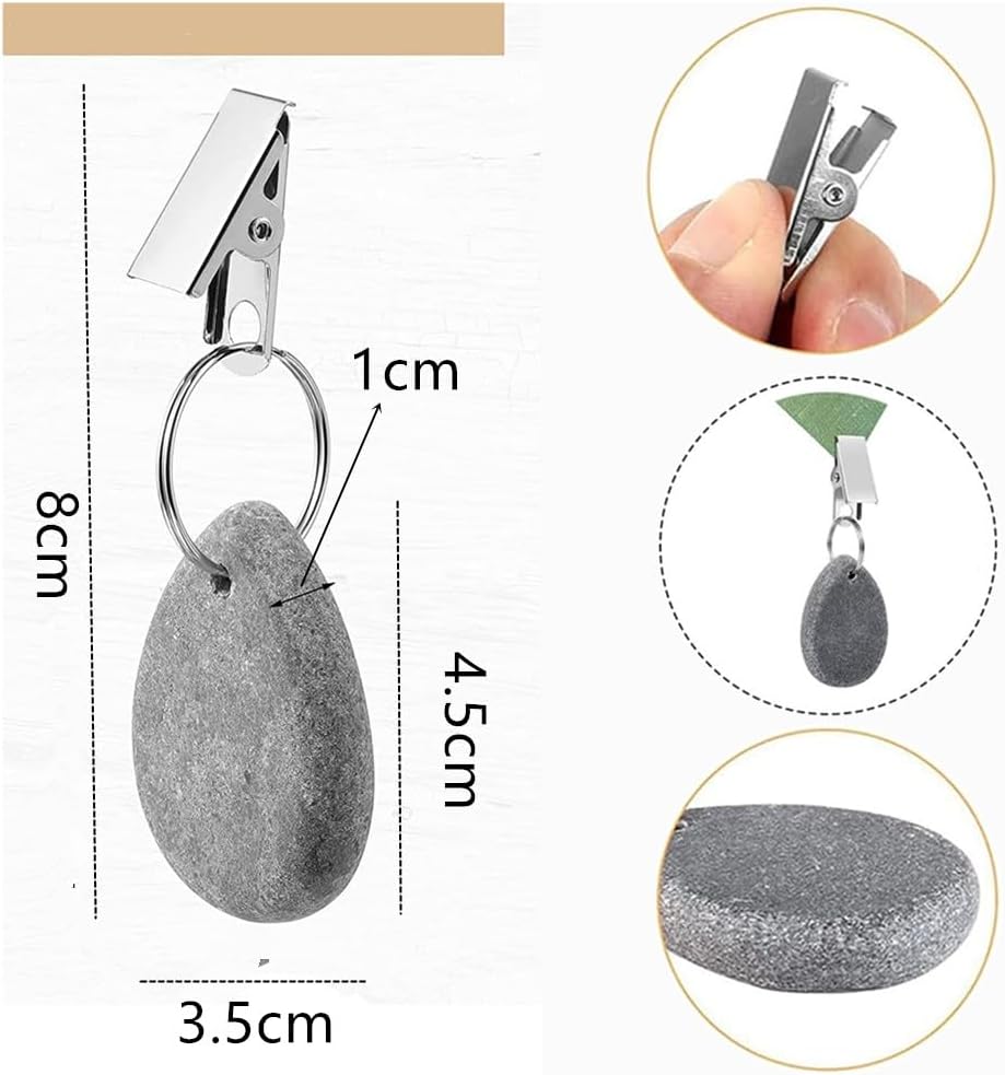8Pcs Tablecloth Weights Hangers,Outdoor Tablecloth Weights, Tear Drop Marble tablecover Weights, Tablecloth Pendant, Stone Table Scale, Family Dining Table Decoration, Metal clotheslinger Drop-Grey
