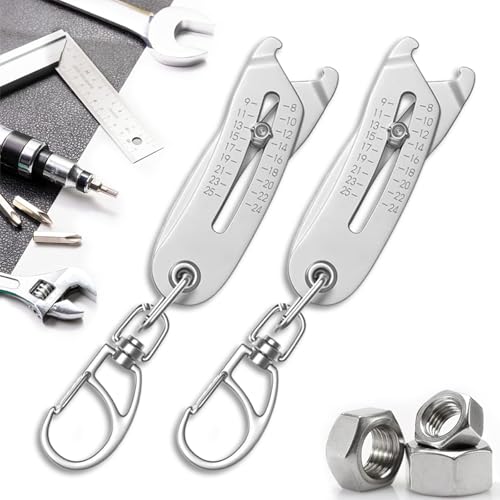 Portable Precise Thread Size Checker Keychain, Bolt Size Finder Keychain Measuring Both Metric & SAE Sizes, Compact Thread Measurement Tool for On-The-Go Convenience 2 Pcs