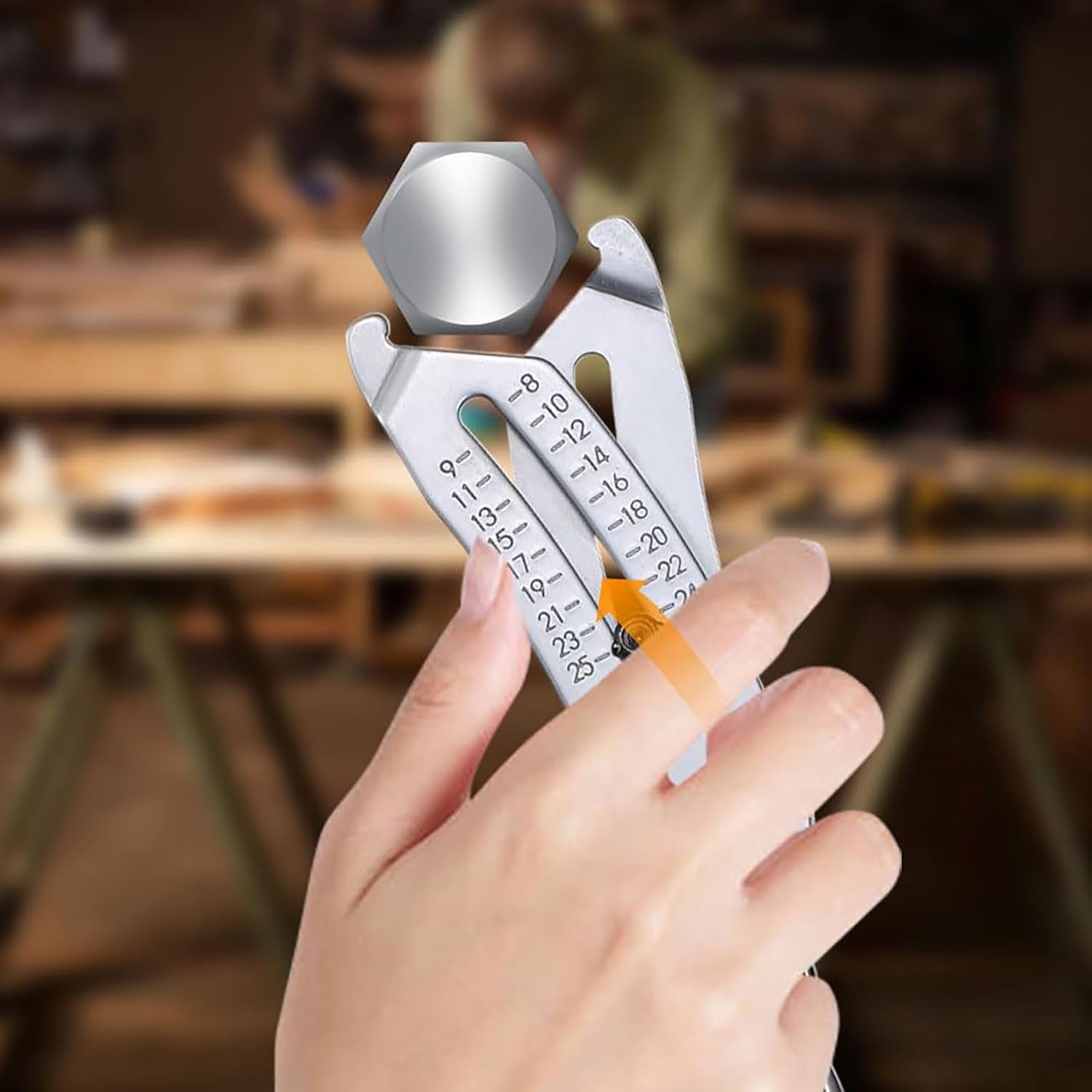 Portable Precise Thread Size Checker Keychain, Bolt Size Finder Keychain Measuring Both Metric & SAE Sizes, Compact Thread Measurement Tool for On-The-Go Convenience 2 Pcs