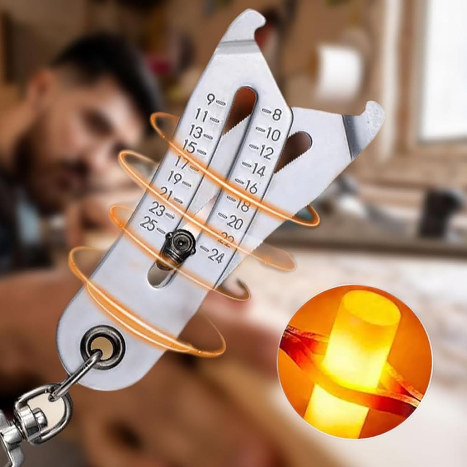 Portable Precise Thread Size Checker Keychain, Bolt Size Finder Keychain Measuring Both Metric & SAE Sizes, Compact Thread Measurement Tool for On-The-Go Convenience 2 Pcs
