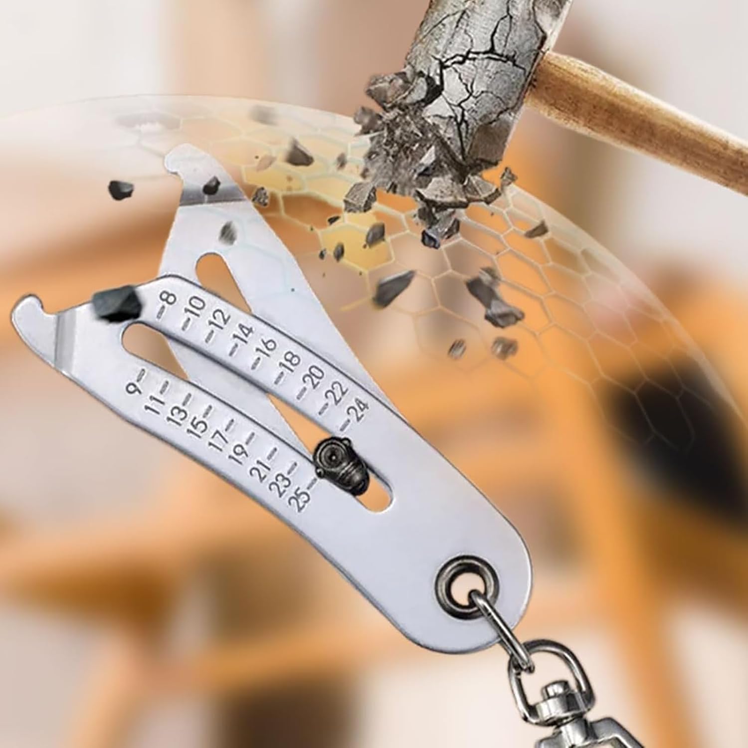 Portable Precise Thread Size Checker Keychain, Bolt Size Finder Keychain Measuring Both Metric & SAE Sizes, Compact Thread Measurement Tool for On-The-Go Convenience 2 Pcs