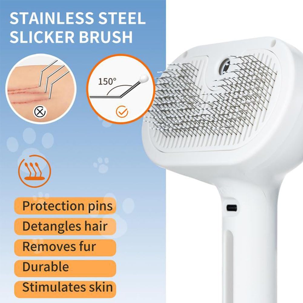 Kivori Pet Grooming Brush, Kivori All in One Pet Grooming Brush, 3-in-1 Pet Water Steam Spray Grooming Comb for Cats and Dogs 2pcs-a