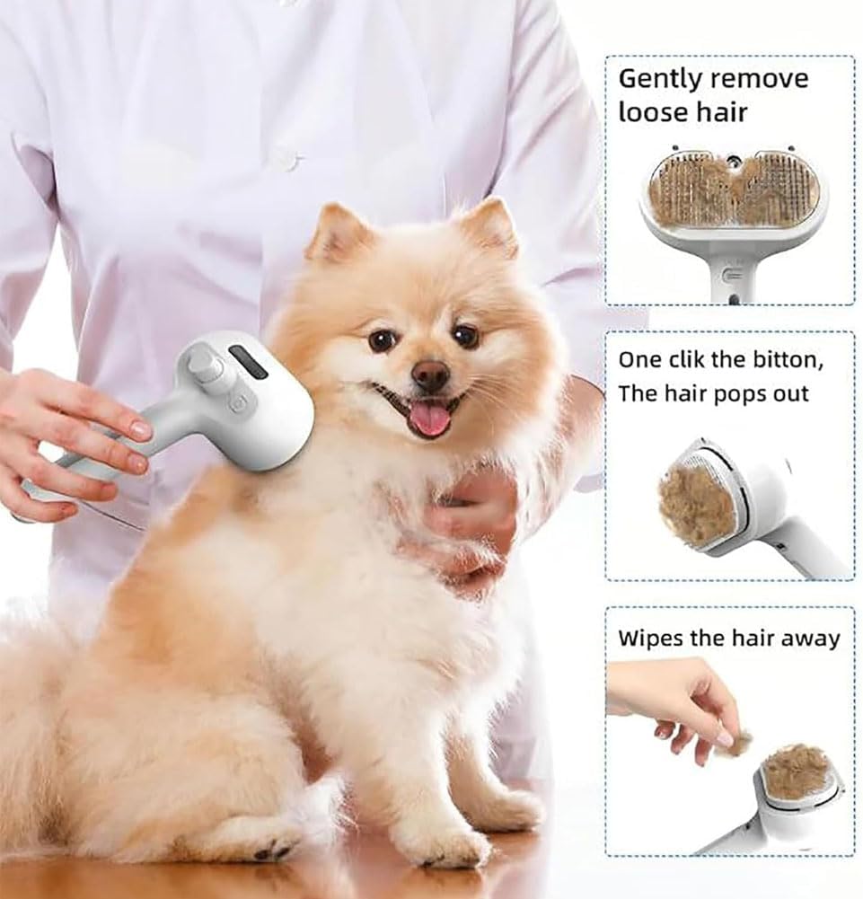 Kivori Pet Grooming Brush, Kivori All in One Pet Grooming Brush, 3-in-1 Pet Water Steam Spray Grooming Comb for Cats and Dogs 2pcs-a