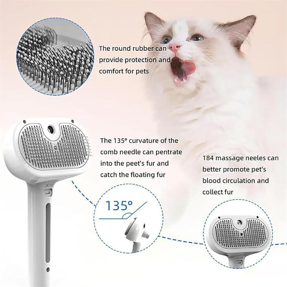 Kivori Pet Grooming Brush, Kivori All in One Pet Grooming Brush, 3-in-1 Pet Water Steam Spray Grooming Comb for Cats and Dogs 2pcs-a