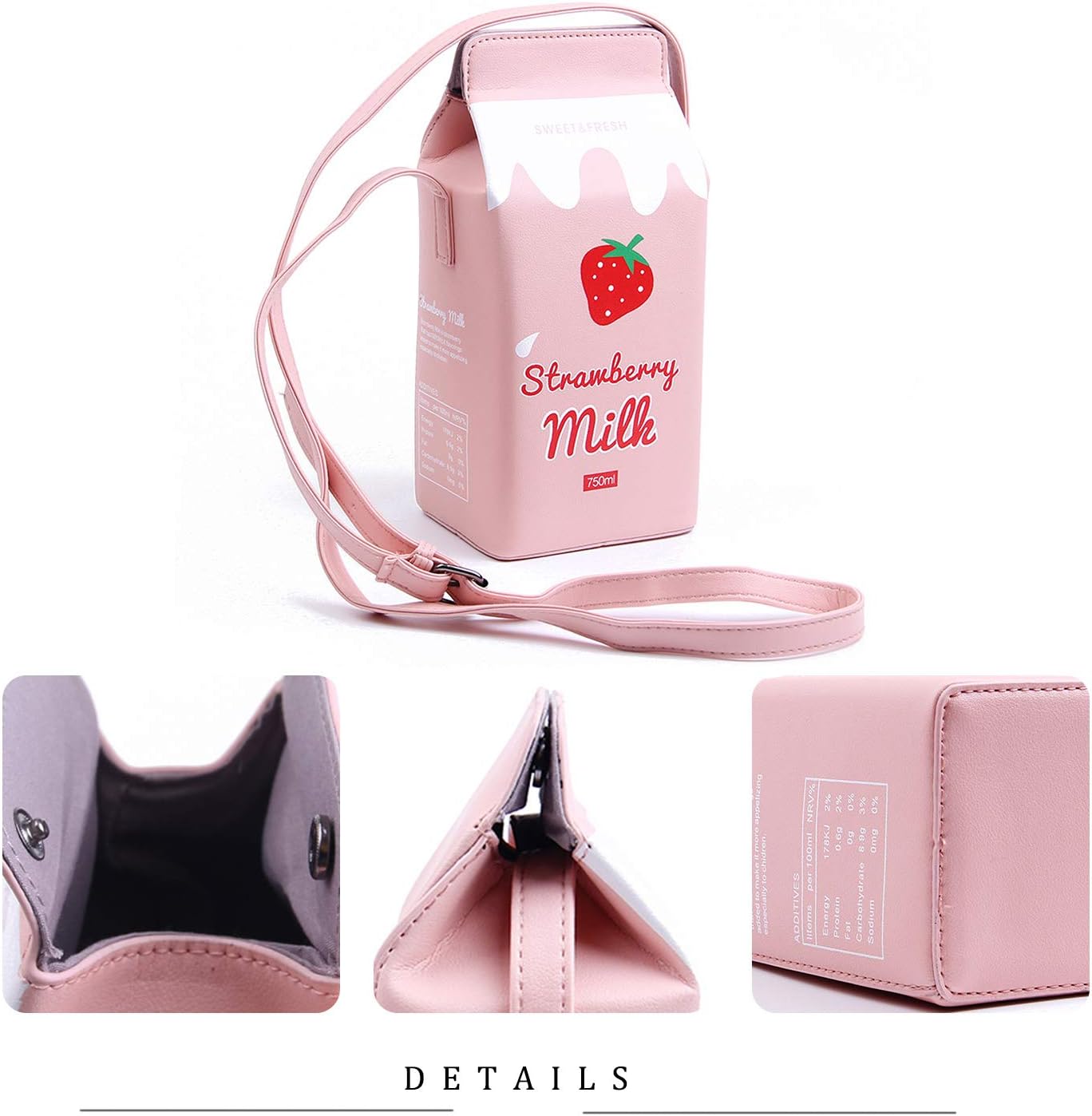 Girls Fruits Banana Strawberry Milk Box Cross Body Purse Bag Women Phone Wallet Shoulder Bags