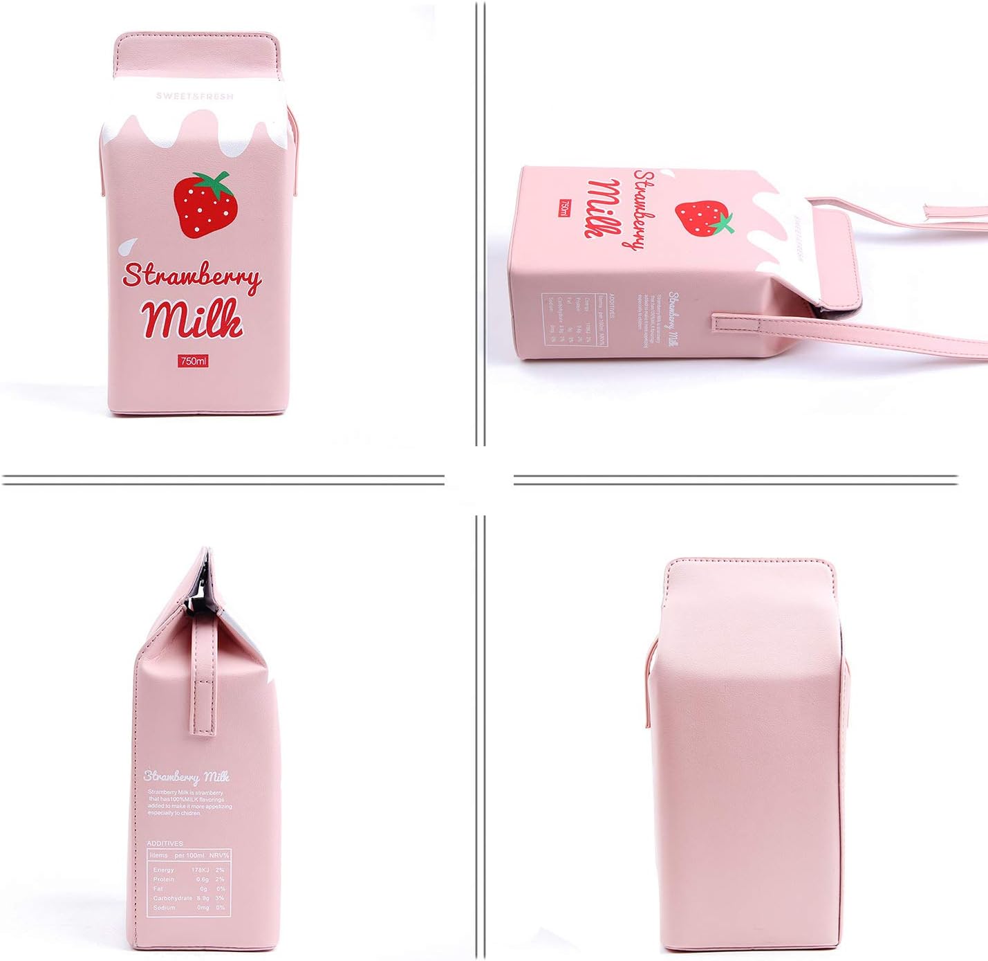 Girls Fruits Banana Strawberry Milk Box Cross Body Purse Bag Women Phone Wallet Shoulder Bags