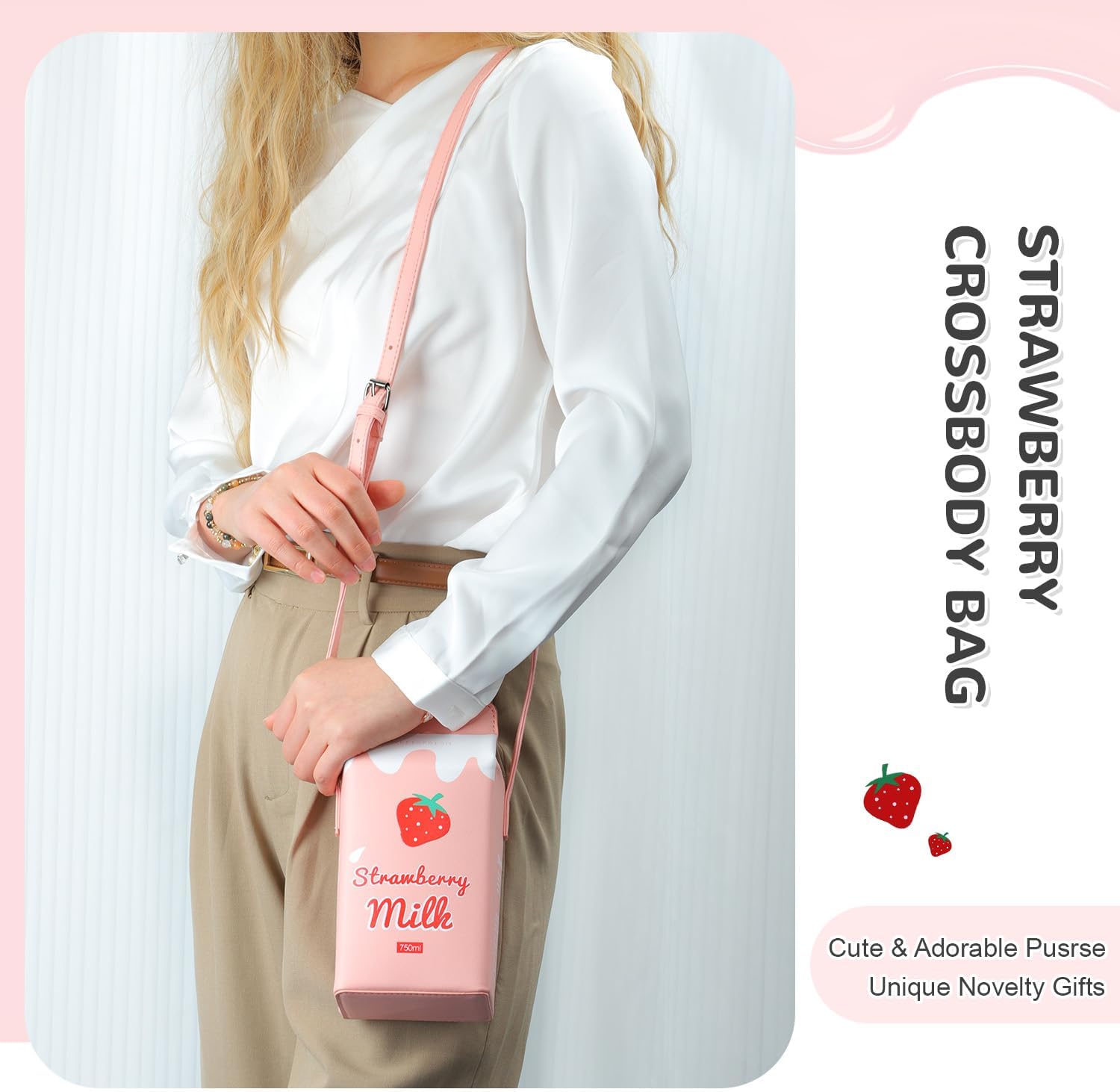 Girls Fruits Banana Strawberry Milk Box Cross Body Purse Bag Women Phone Wallet Shoulder Bags