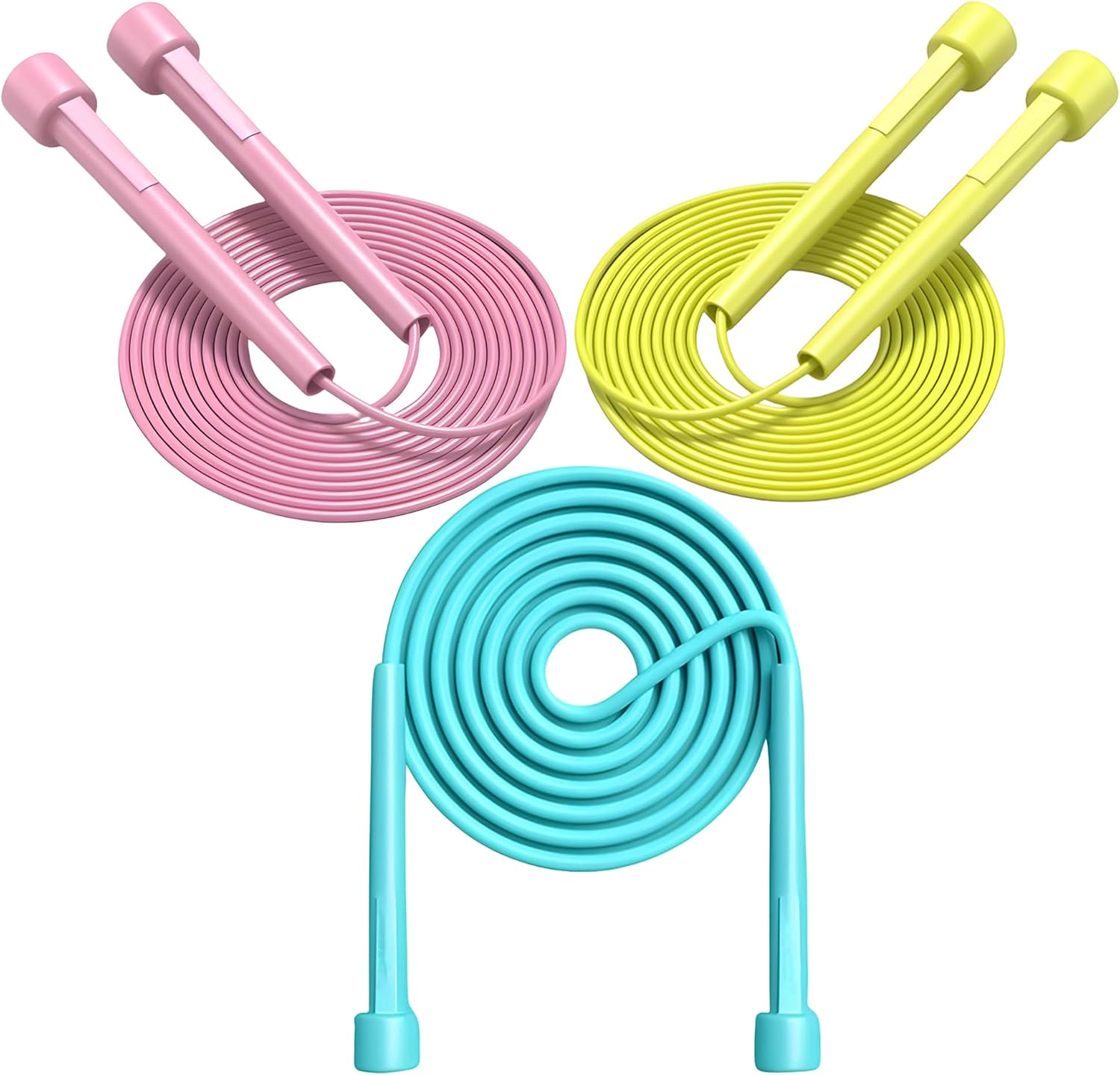 Kids Jump Rope, 3-Pack Set, Jump Rope for Kids 8-12, Beginners, and Adults - Lightweight, Tangle-Free, Adjustable PVC Rope - Jump Rope Kids, Jump Rope for Women 3 pcs